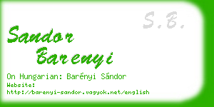 sandor barenyi business card